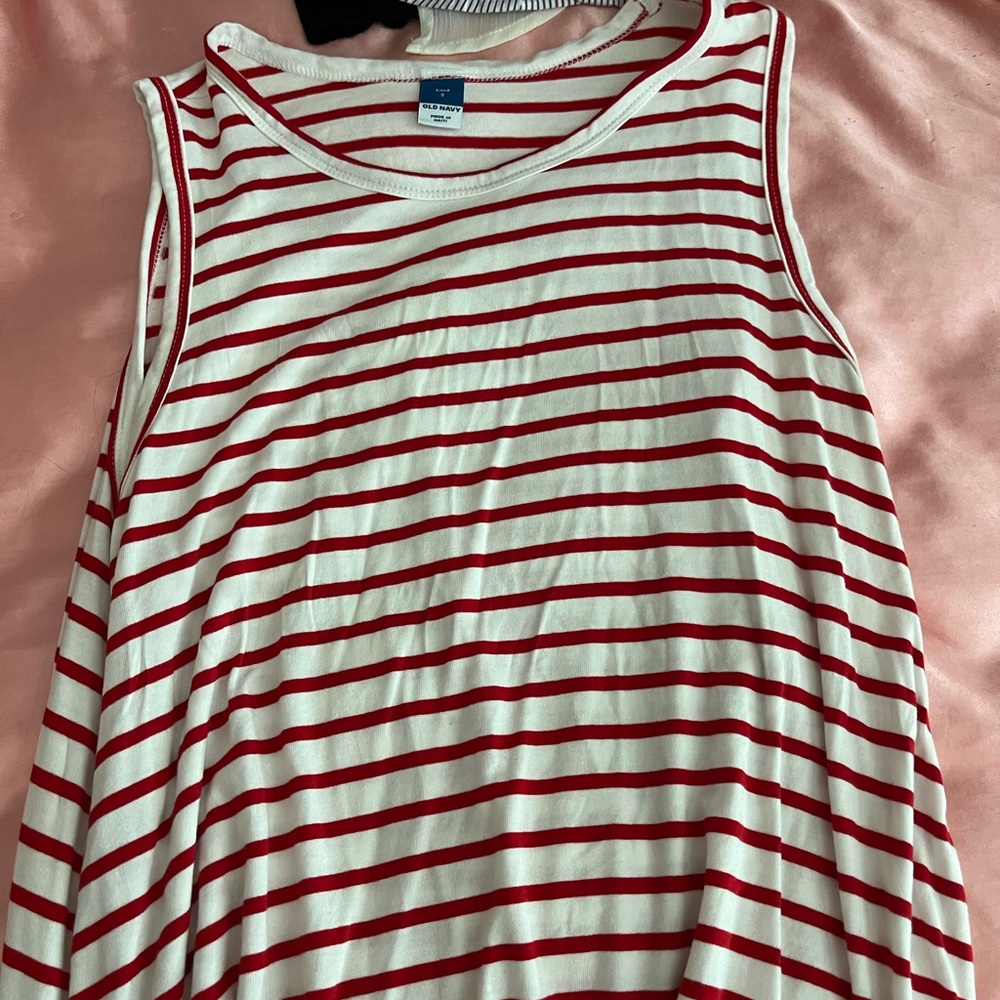 Old Navy Red and White Striped Tank Top